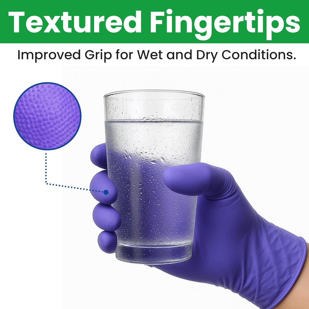 SafeWay Nitrile Disposable Gloves — Multi-Purpose Powder-Free, Non-Latex, Medical Use, and Textured Fingertips for Food Prep, Cleaning, Tattoo, Nursing, Lab, Examination, & More — (8000pcs, X-Large)