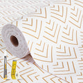 Shelf Liner for Kitchen Cabinets Non Adhesive Drawer Liner Non-Slip Thickened Shelf Liner Paper Strong Easy to Clean for Tool Box Refrigerator with Knife and Tape Measure, Gold Arrow,23.6 x 354.3 in