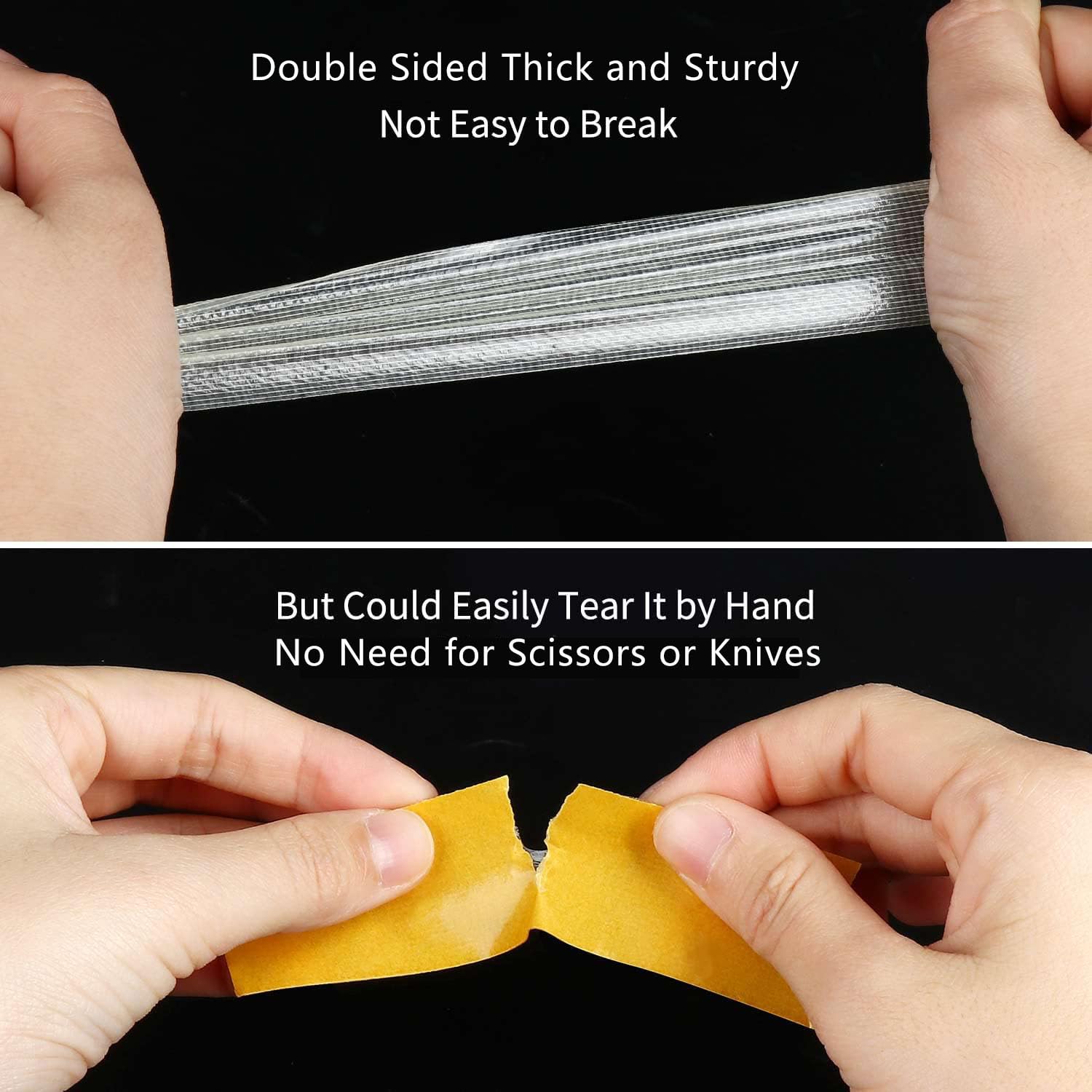 Double Sided Tape Heavy Duty, 1.18" x 66FT, Universal High Tack Strong Wall Adhesive with Fiberglass Mesh, Super Sticky Resistente Clear Tape, Easy Use Mounting Tape Office Decor