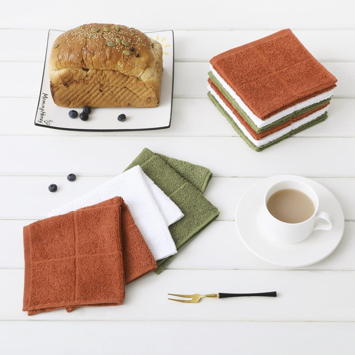 Glynniss Dishcloths Kitchen Highly Absorbent Dish Rags 100% Cotton Dish Cloths for Washing Dishes, Cleaning