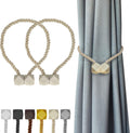 Hion Magnetic Curtain Tiebacks Beige 2pcs, Curtain Tiebacks Buckles Holdbacks Holders Hooks Clip for Home Bedroom Office Decorative Curtain