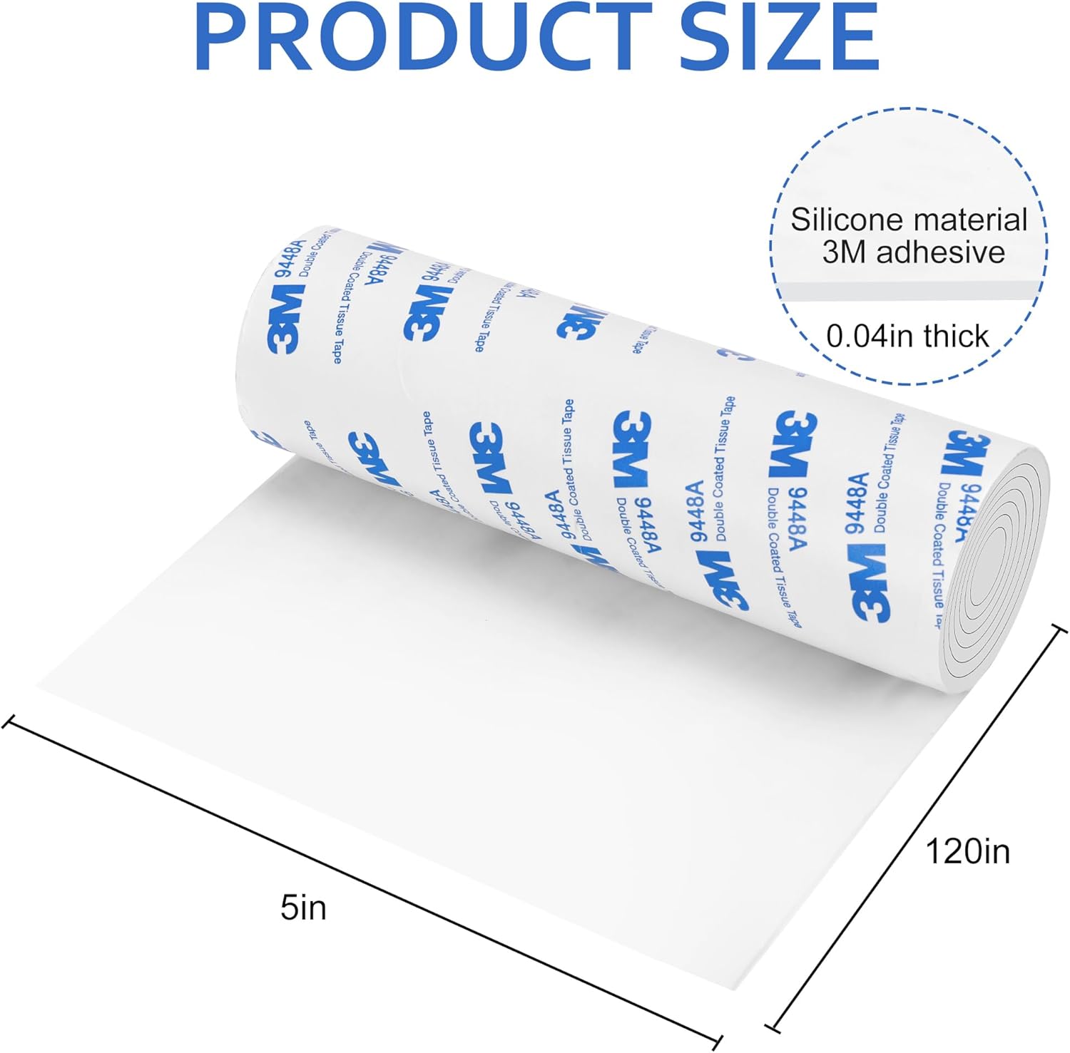Silicone Furniture Pads, 5" x 120" Non Slip Furniture Pads Anti Skid Pads Non Slip Self Adhesive Cuttable Silicone Tape Strip Roll for Protecting Hardwood Floors Chair Wall Protector - White