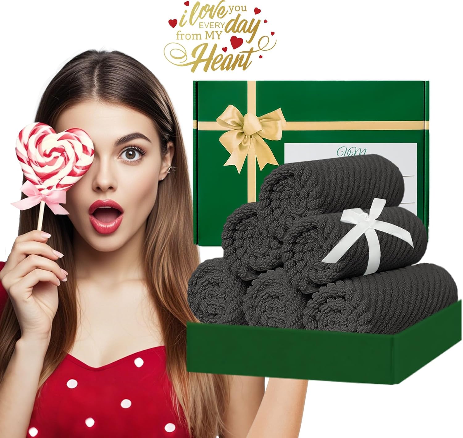 VOOVA & MOVAS Grey Washcloths (6PC, 13"x13") - 100% Cotton | Thick | Quick Dry | Light Weight, 6 Pack Hand Towels, Wash Cloths for Showering, Bathroom Gift Set, Dark Gray