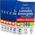 Truly Free Natural Laundry Detergent for Sensitive Skin | Eco Friendly, Plant Based, Baby Clothes Safe | Clean & Easy Powder to Liquid, 6 Pack Refill Detergent, NO Jug | Signature Scent, 300 Loads