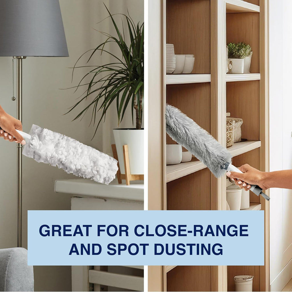 Bona High Performance Dusting System - 1 Compact Handle, 5 Disposable Dusters, & 1 Reusable Duster - Compact Dusting Kit Removes Dust & Pet Hair