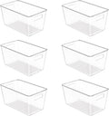 Vtopmart 6 PCS Clear Plastic Storage Bins, Pantry Organizer Containers with Handle for Refrigerator, Fridge, Cabinet, Kitchen, Countertops, Cupboard, Home Organization and Storage, XL