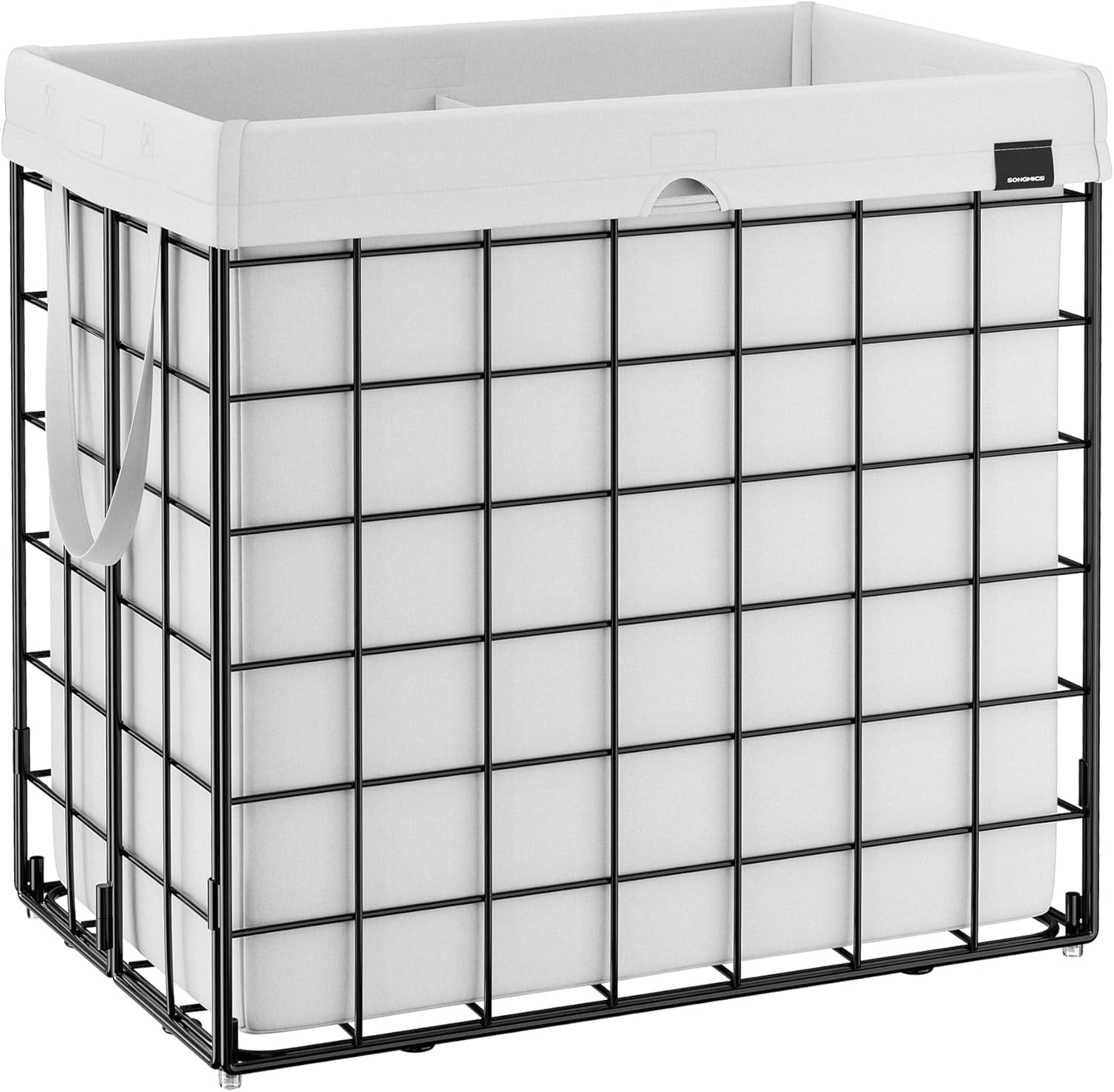 SONGMICS Laundry Hamper, 34.3 Gal. (130L) Laundry Basket, Collapsible Clothes Hamper, Removable and Washable Liner, Metal Wire Frame, for Bedroom Bathroom, Cream White ULCB113W01
