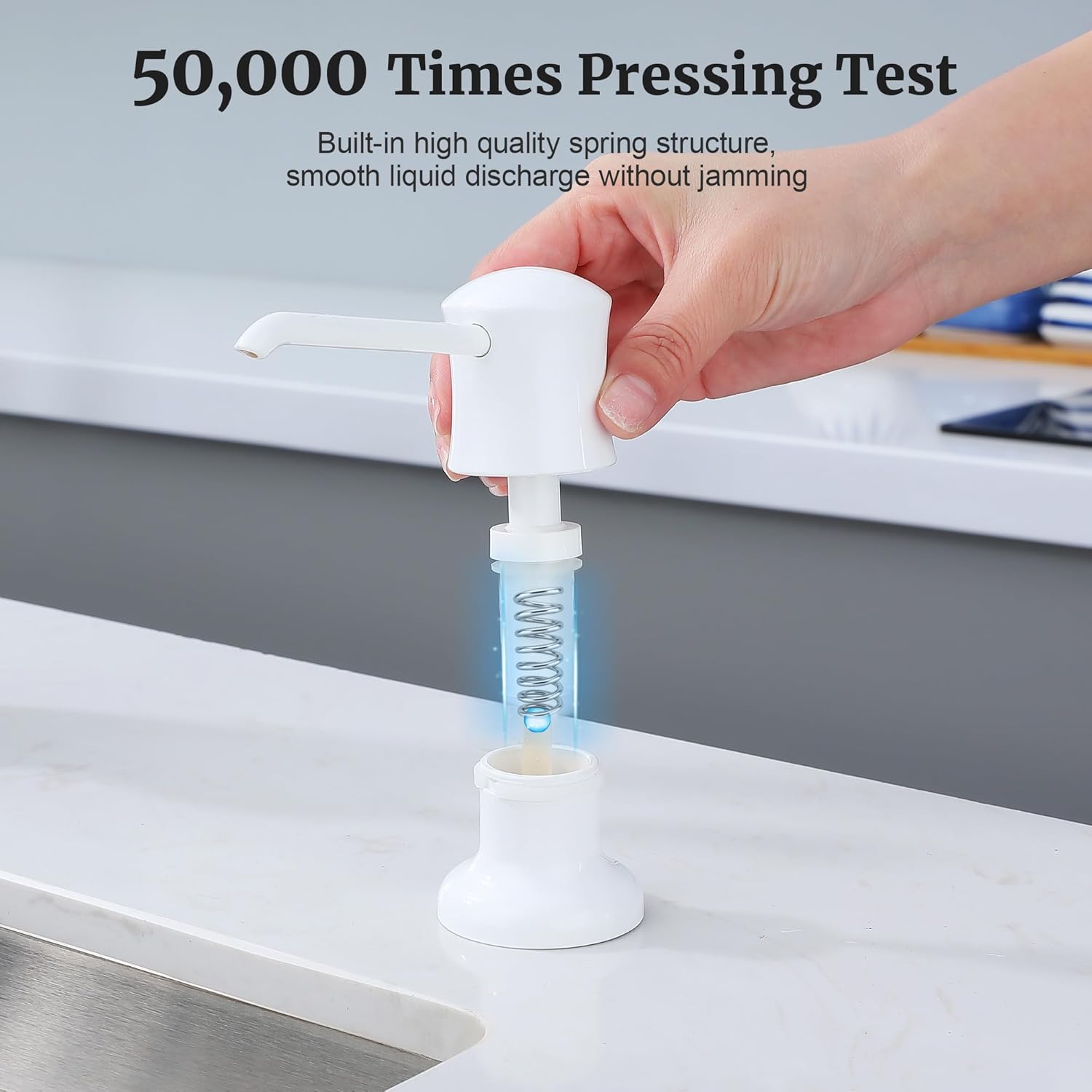 Sink Soap Dispenser for Kitchen Sink White Upgrade with 40" Silicone Extension Tube Kit, Connect to Your Soap Bottle Directly