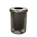 COATEDOUTDOORFURNITURE 32-Gallon Heavy-Duty Punched Steel Round Trash Receptacle, Commercial Outdoor Waste Bin with Liner & Black Flat Top Lid – Made in America (Textured Gold Vein)