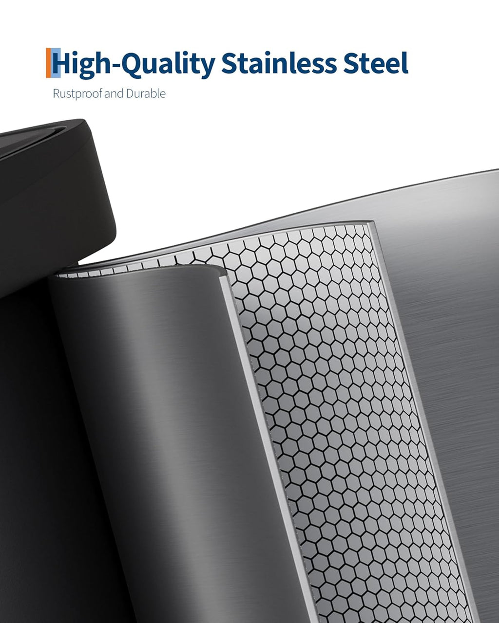 Garvee 13 Gallon / 50 L Stainless Steel Trash Can with Lid, Large Garbage Can for Kitchen, Rustproof Step-on Kitchen Metal Trash Bin with Liner Rim, Rear Handle, Soft Close Plastic Lid, Silver