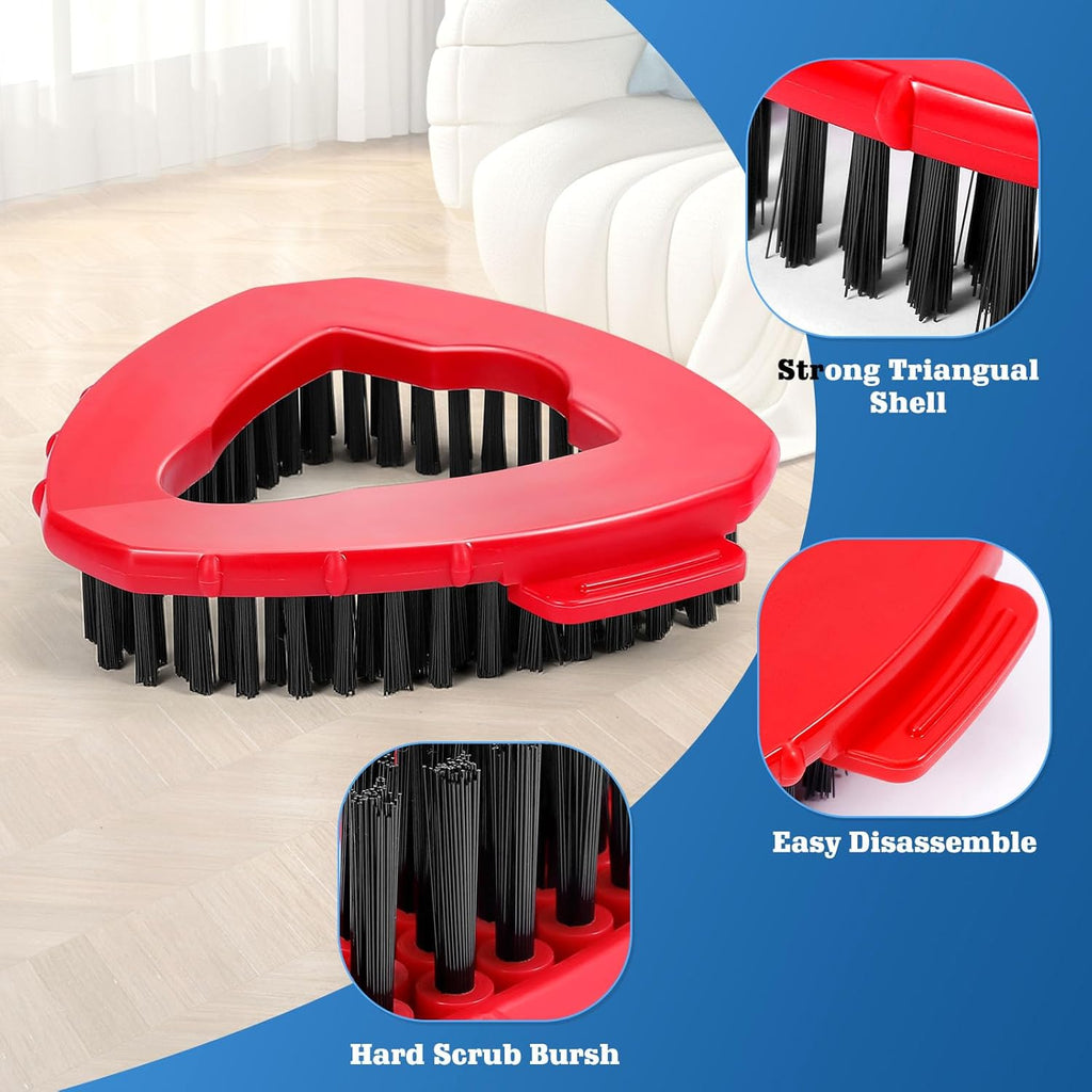2 Pcs Mop Scrub Brush Head and 1 Mop Base Part Replacement for EasyWring 1 Tank System, Hard Bristle Cleaning Brush for Bathroom Kitchen Tile