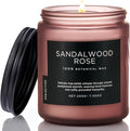 M&SENSE Sandalwood Rose Scented Candle 7.05oz 50 Hours Long Lasting Burn Natural Soy Wax Strong Scented Candle for Home, 2 Wick Home Fragrance Slow Burning Housewarming Gifts for Men Women