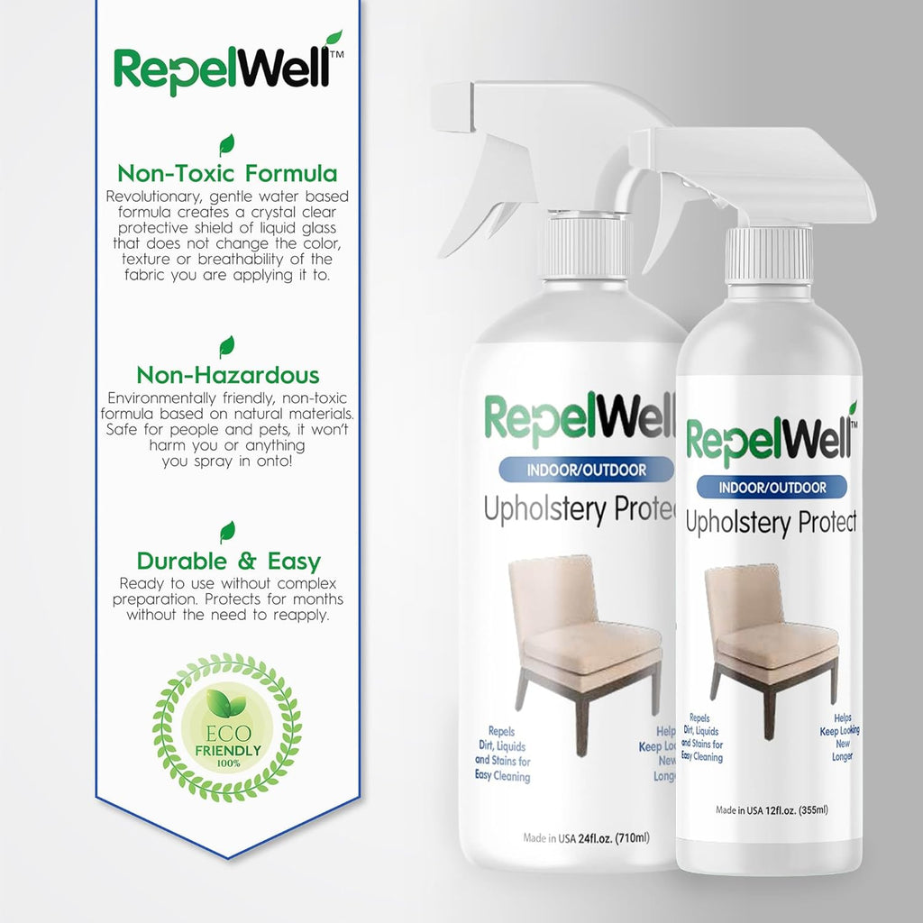Upholstery Protect Stain & Water Repellent Spray (12oz) Eco-Friendly, Pet-Safe Spray Keeps Your Fabric, Leather & Suede Upholstery Looking Like New