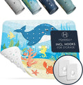 Homerella Anti Slip Shower Mat | Anti Mold Non Slip Bathtub Mat for Inside Shower | Square Floor Shower Mat 21 x 21 inch with Suction Cups for Grip & Hooks Hanging and Quick Drying | Machine Washable
