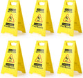 6-Pack Caution Wet Floor Sign,17.5" Height,Bright Yellow Double-Sided Folding A-Shaped Frame Design, Bilingual Caution Message