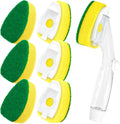 HELIME Heavy Duty Dish Wand Refills Kit with Handle, 6 Non Scratch Dishwand Refill Pack, Replacement Sponge Heads Set,Dishwashing Scrub Brush,Soap Control Dispenser Scrubbers, Dishwasher Cleaning Tool