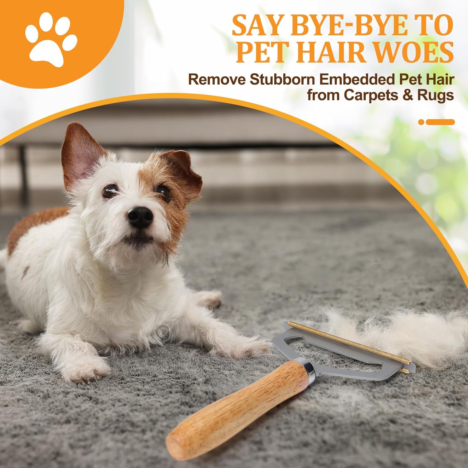 Metal Carpet Brush Pet Hair Remover, 1 Buck Thick Rack Wood Handle Portable Carpet Scraper, Embedded Couch Lint Pilling Dog Cat Fur Remover, Fabric Shaver Depiller Furniture