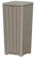 Outdoor Trash Can with Lid, Waterproof Resin Garbage Can with Tiered Lid, Outside Trash Bin for Patio, Kitchen, Backyard or Deck