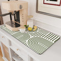 AMOAMI Coffee Mat Hide Stain Rubber Backed Absorbent Dish Drying Mat for Kitchen Counter - Fits Under Coffee Maker or Machine - Green Line 17x31.5