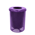 COATEDOUTDOORFURNITURE RFT-P-TXTPUR Heavy Duty Round Trash Receptacle with Flat Top, Liner Included, 32 Gallon, Textured Purple, Made in America