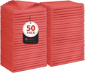 Orighty Cleaning Cloths, Shop Towels 50 Pack, Shop Rags Reusable, Microfiber Cleaning Rags Bulk for Cars, Multi-Purpose Lint Free Towels for Automotive, Mechanic, Kitchen, 11.5’’ x 11.5’’, Red