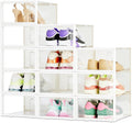 Amazon Basics Stackable and Foldable Clear Shoe Storage Organizer Box, Small, Pack of 12