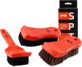 SPTA 3Pcs Car Detailing Brush Kit, Leather & Textile Interior Brush, Comfortable Grip and Scratch-Free Cleaning for Dashboard, Wheels, Seats, Foot Mats and Small Areas, Black