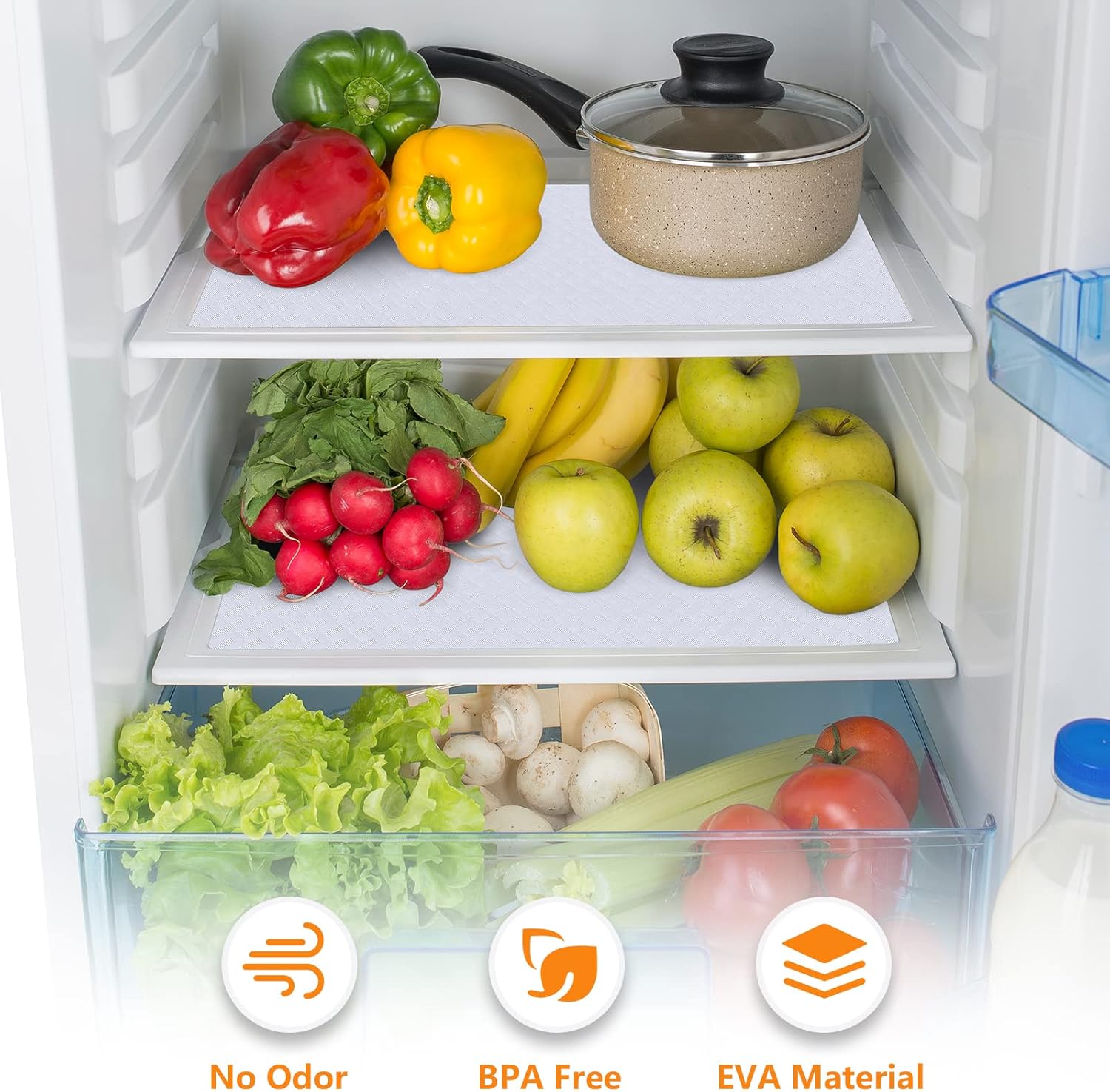 White Shelf Liner Kitchen Cabinet Liners Refrigerator Liners Waterproof & Oil-Proof Cupboard Liner Drawer Mats EVA Material Non Adhesive Fridge Liner 23.6 x 78.7 Inch