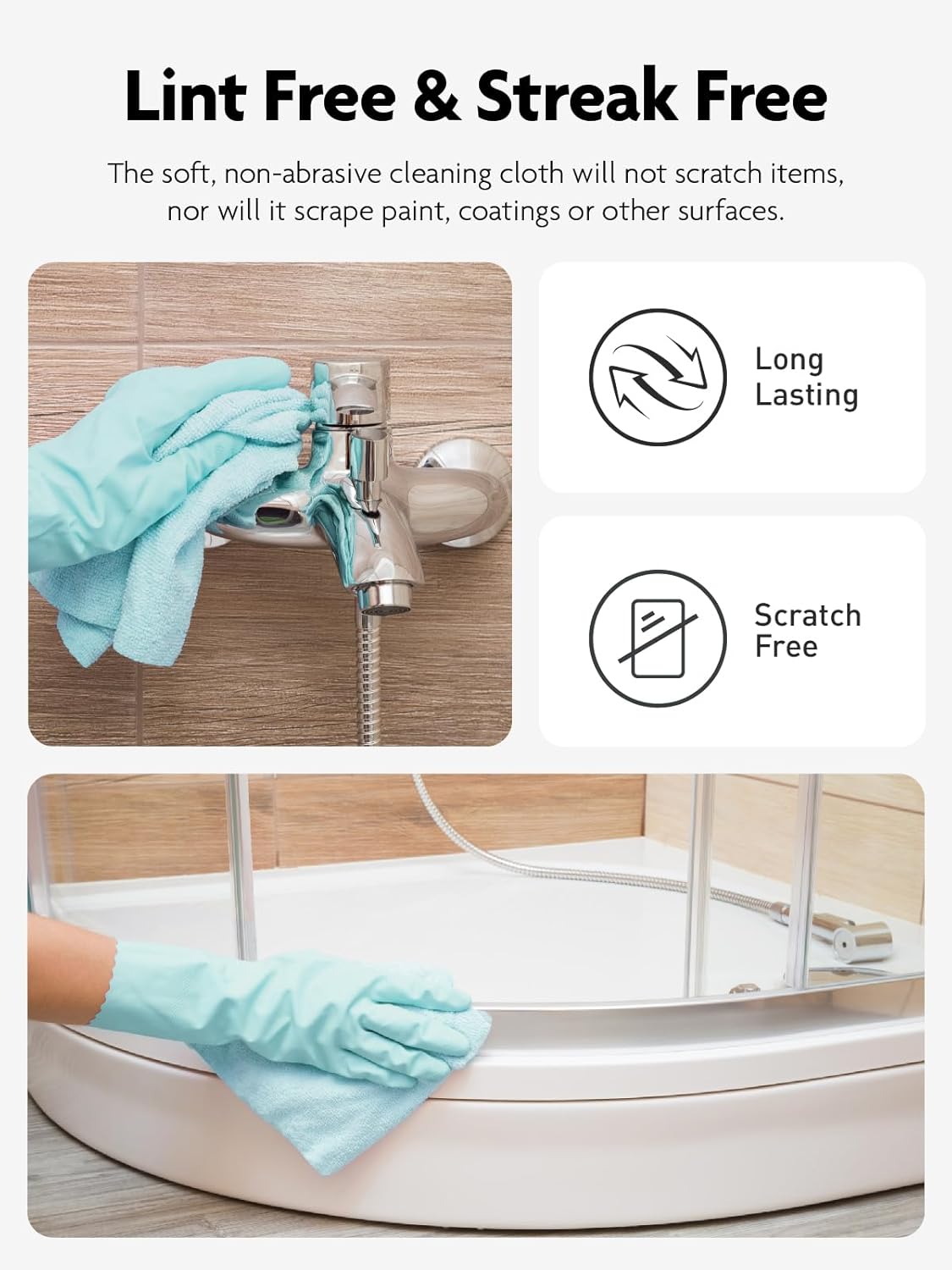Fantasticlean Microfiber Cleaning Cloth Roll -60 Pack, Tear Away Microfiber Towels, 12" x 12", Reusable, Washable, Scratch Free, Ultra Absorbent Dishcloth for Car, Home Supplies (White & Blue)