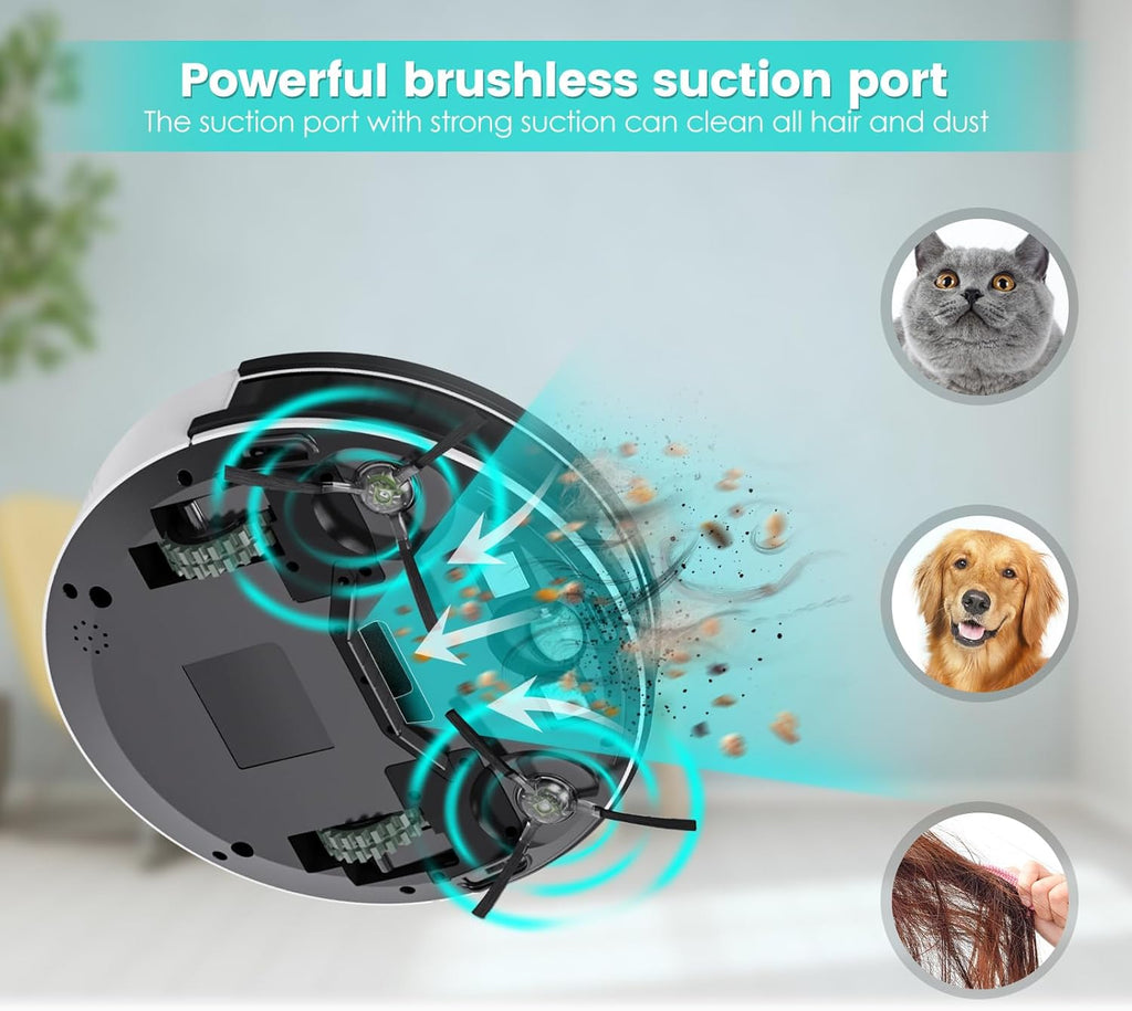 Lefant Robot Vacuum Cleaner, 120 Mins Runtime, Compact Design, Low Noise, Powerful Suction, Wi-Fi/App/Voice Control, Self-Charging, Scheduled Cleaning, Ideal for Pet Hair and Hard Floors, M210 Black