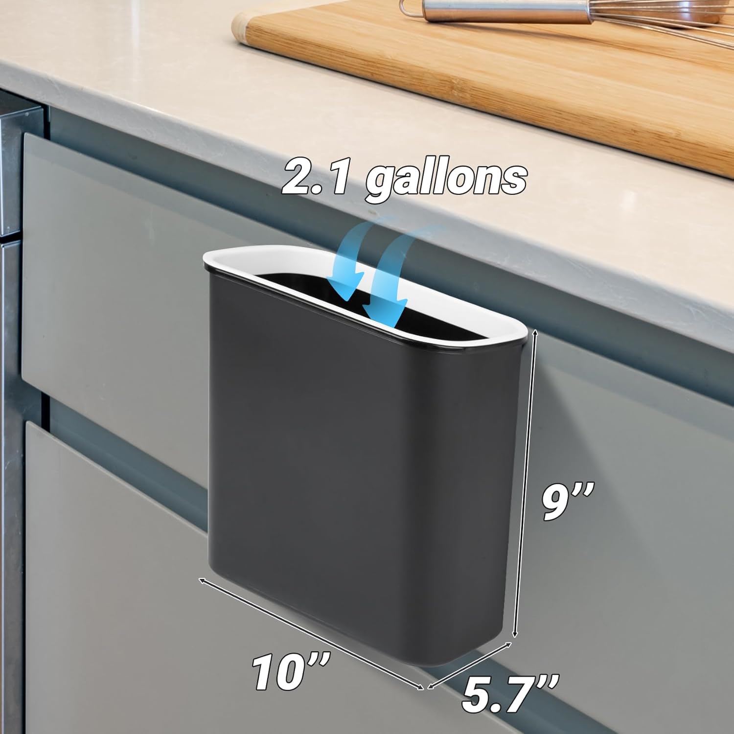 Skyflame 2.1 Gallon Magnetic Garbage Can, BBQ Grills Utensils Organizer Holder, Wall-Mounted Hanging Trash Bin for Kitchen, Cabinet, Door, Bedroom, Bathroom, Camping