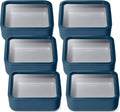 Caraway 6pc Glass Food Storage Set – 10 Cup Food Containers (6) - Ceramic Coated - Non Toxic, Non Stick with Lids - Microwave Safe - Navy