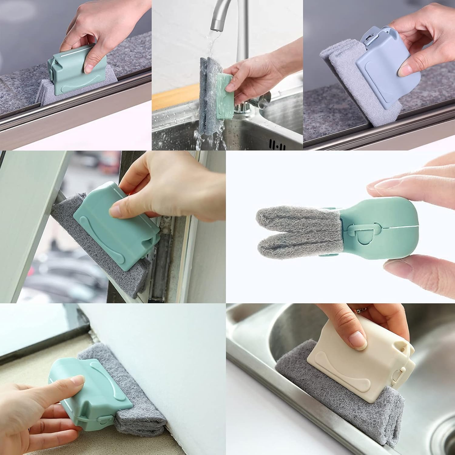 Koishu Magic Window Groove Cleaning Brush, Hand-held Window Track Cleaner Brushes Tools Set, Sliding Door Track Cleaner, Sill, Tile Lines, Shutter, Car Vents, Keyboard, Small Spaces Clean