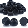 Plastic Plugs Tubing End Caps- Furnigear Black Chair End Cap 1 1/8" Outside Bottom Round Tubing Caps Round Furniture Slides Glides (Fit 1.02-1.06" Tube Inner Diameter, 24pack)