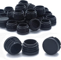 Furnigear Plastic Plugs Tubing End Caps Chair End Caps 1 1/4" Outside Bottom Round Tubing Caps Round Furniture Sliders Glides Black (Fit 1.17-1.21" Tube Inner Diameter, 24pack)