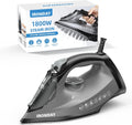 Steam Iron for Clothes, 1800W with 20.28oz Water Tank,Ceramic Soleplate,3-Way Auto-Off, 20s Fast Heat-up,Burst of Steam, Precision Tip,Self-Clean, Anti-Calc, Vertical Steamer for All Fabrics