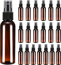 uxcell 20 Pack Spray Bottles, 2Oz/60ML Reusable Clear Empty Mist Plastic Mini Travel Bottle Set,Small Refillable Liquid Containers for Household Use, Essential Oil, Cleaning (Brown Black)