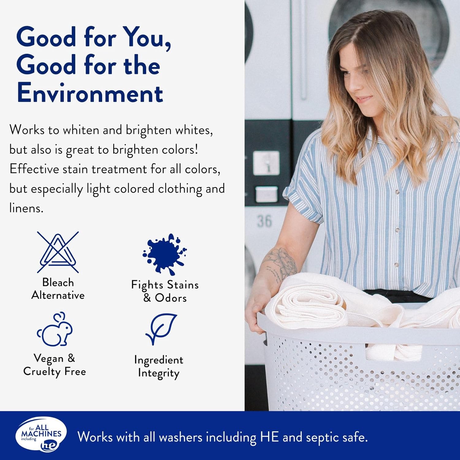 The Clean People Oxygen Brightener Stain Remover | Bleach Alternative, Simple Ingredients, Brightens Dull Whites AND Colors | 41 oz