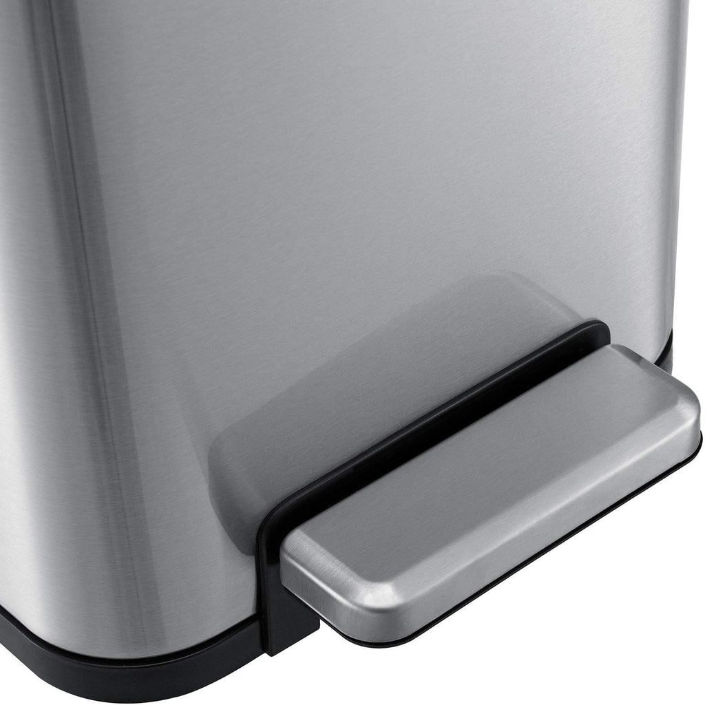 Global Industrial 12 Gallon Stainless Steel Slim Trash Can, Rectangular Butterfly Step-On