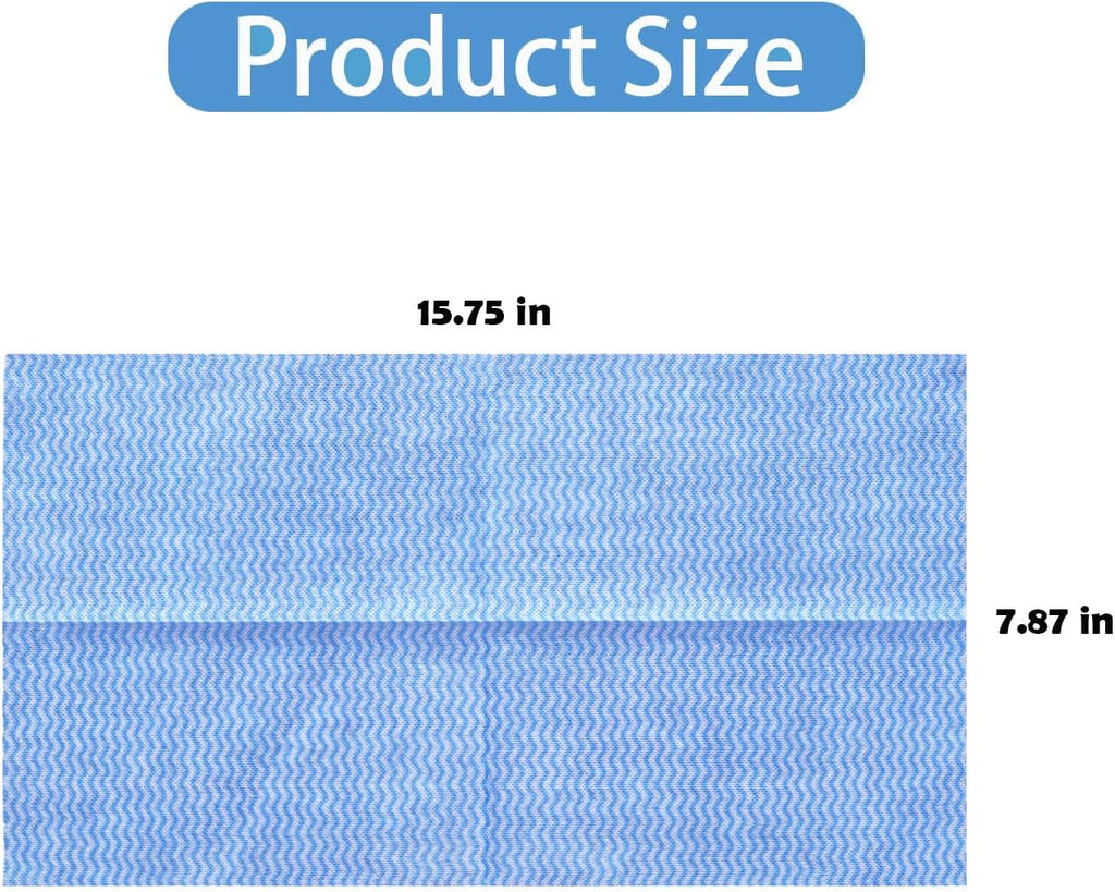 Disposable Cleaning Cloths Multi-Purpose Heavy Duty Disposable Dish Cloth Dish Rags for Kitchen, 7.87 x 15.75 inches -100 Counts/Pack,Blue