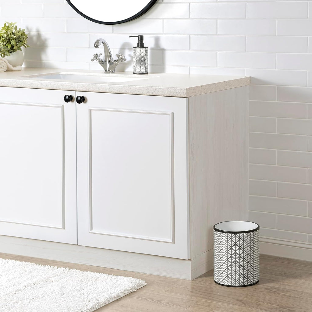 Allure Home Creation Shelby Resin Grey Multicolored Wastebasket Trash Can, Compact Size, 1.74 Gallons