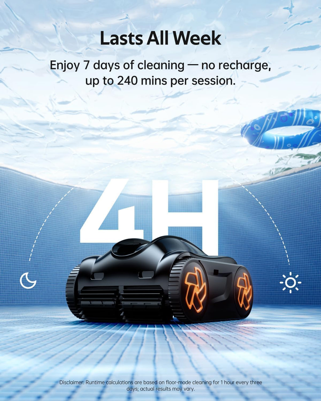 Pool Cleaner K40, 4H Runtime Cordless Robotic Pool Vacuum for Inground & Above Ground Pools, AI Timer, Smart Navigation, Self-Parking, App Support, Touchscreen, Cleans Floor, Wall & Waterline