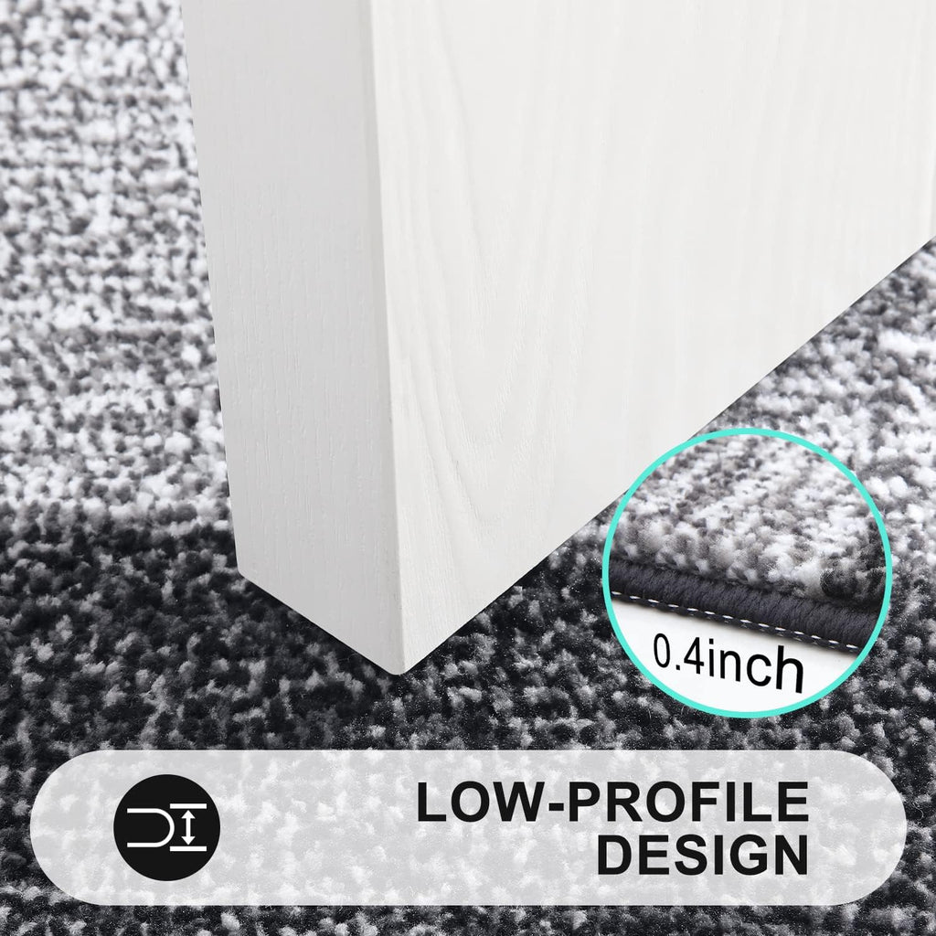 Kitinjoy Indoor Outdoor Door Mat, 71x47 Non-Slip Absorbent Dirt Trapper, Low-Profile Washable Inside Entrance Front Floor Mat, Sturdy Soft Entry Doormats for Entryway, Black