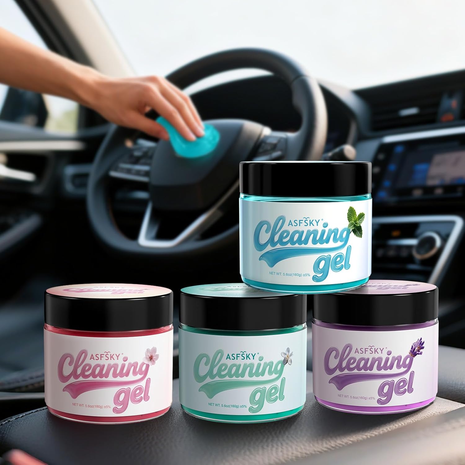 ASFSKY Car Cleaning Gel (Aromatherapy aroma) Dust Cleaning Putty Universal Car Interior Cleaner Keyboard Dust Remover Car Slime Gifts for Men Women girl（4 pack）