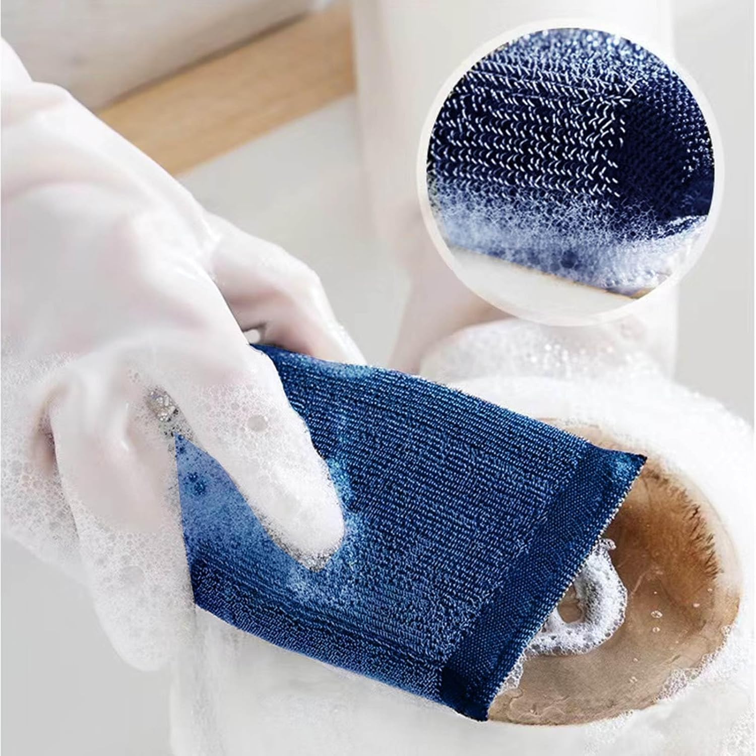 Steel Wool Scrubber Kitchen Sponges - Kitchen Dish Sponges Scrubbers, Non-Scratch Microfiber sponges for Cleaning, Pots and Pans Scrub Sponge(6 Pack)