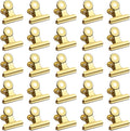 30 Pack Small Bull Clips 0.87 Inch Mini Metal Hinge Clips Binder Paper Hinge Clip for Office, Home, School, Shops, Gold, 22mm