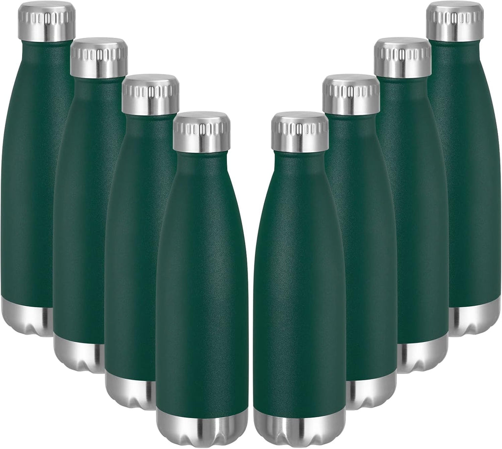 VEGOND 17oz Stainless Steel Water Bottles Bulk, Reusable Metal Sports Water Bottle Keeps Drink Hot and Cold, BPA Free Double Wall Vacuum Cola Shape Insulated Water Bottles for Camping Gym, 8 Pack