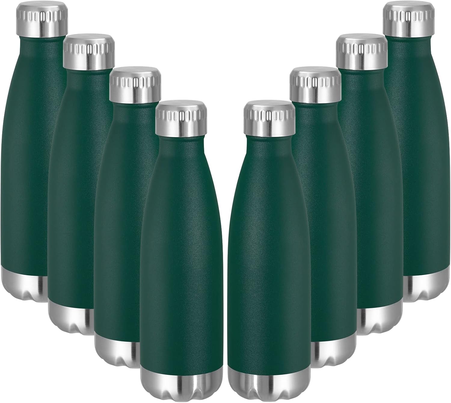 VEGOND 17oz Stainless Steel Water Bottles Bulk, Reusable Metal Sports Water Bottle Keeps Drink Hot and Cold, BPA Free Double Wall Vacuum Cola Shape Insulated Water Bottles for Camping Gym, 8 Pack