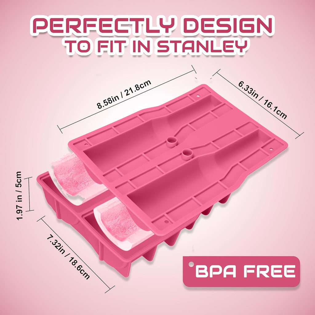 Ice Cube Tray for Tumbler, 1 Pcs Silicone Hollow Cylinder Ice Mold for Freezer, Ice Drink, Juice, Cocktail, Compatible with 40Oz Tumbler (PINK)