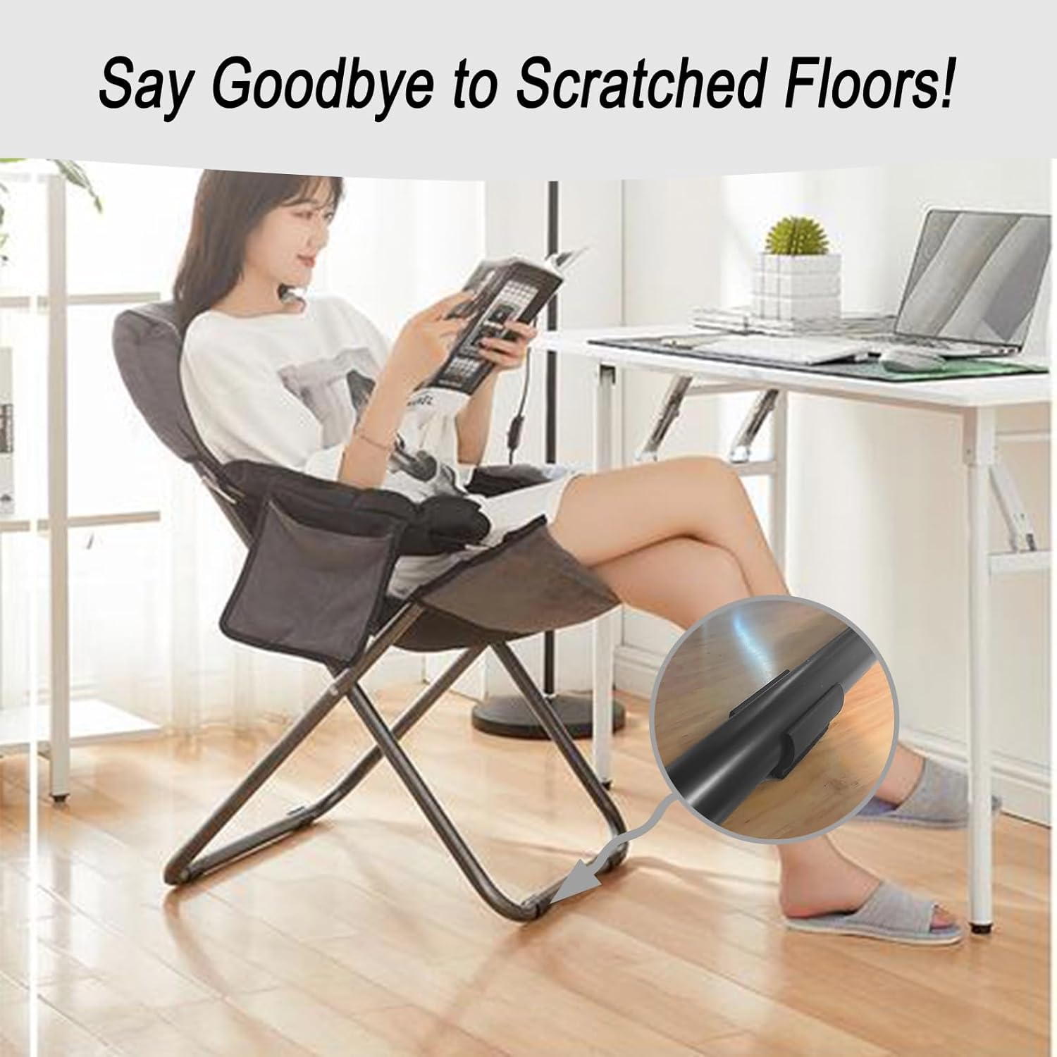 Rectangle U Shaped Chair Leg Tips Cap with Felt Pads,Furniture Feet Protectors Slide Smoothly Glides,Protect Hardwood Floor No Scratches No Noise,Fit 25mm(1 inch) Diameter Tubular Legs (Black 8PCS)